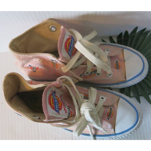 DICKIES High Top Canvas Print Tennis Shoes Sneaker Size 4 Girls Lace Up Pink Y2K - Picture 2 of 13